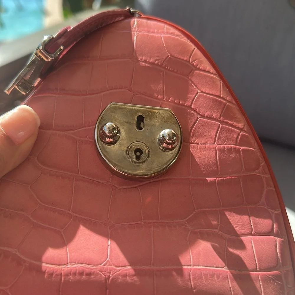 🩷Vintage Versace bag croc embossed leather y2k Boston duffle mini la Medusa bag - Picture 7 of 17